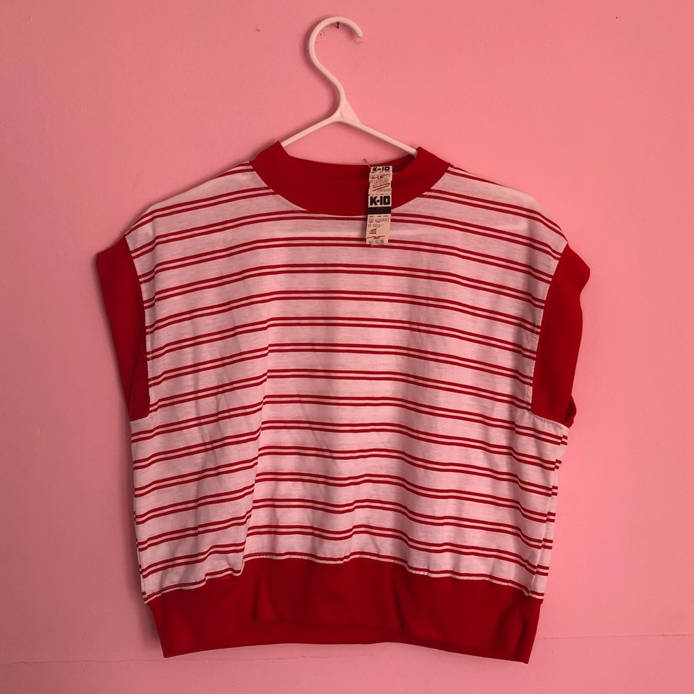 Vintage Fashion Spirit Shirt NWT Red and White Stripe size L